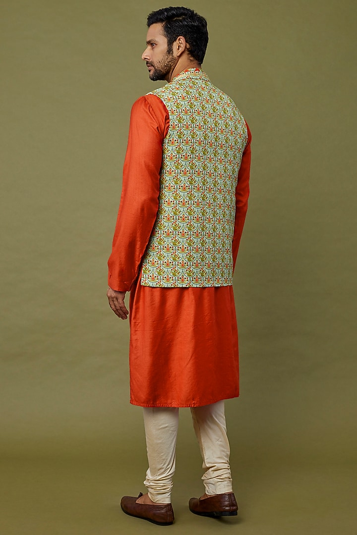Multi-Colored Silk Printed Bundi Jacket Set by PRIYANKA HARALALKA at Pernia's Pop Up Shop