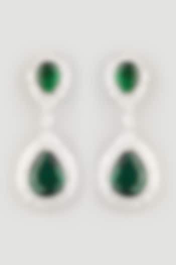 White Finish Zirconia Earrings In Mixed Metal by Prihan Luxury Jewelry