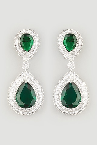 White Finish Zirconia Earrings In Mixed Metal by Prihan Luxury Jewelry