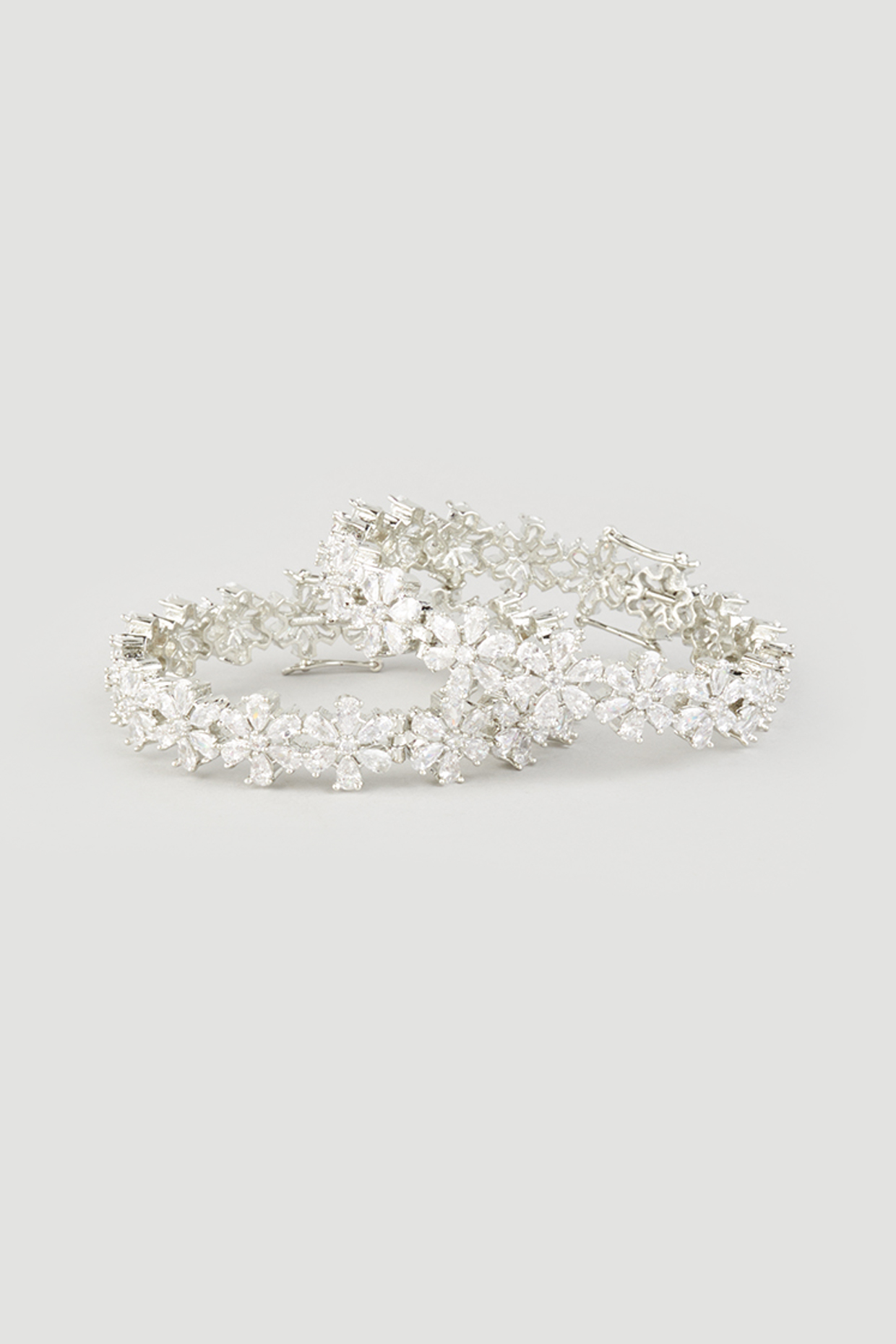 White Finish Faux Diamonds Openable Bangles (Set of 2) by Prihan Luxury Jewelry