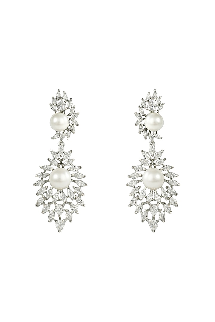 Silver Finish Zircon Necklace Set by Prihan Luxury Jewelry at Pernia's Pop Up Shop