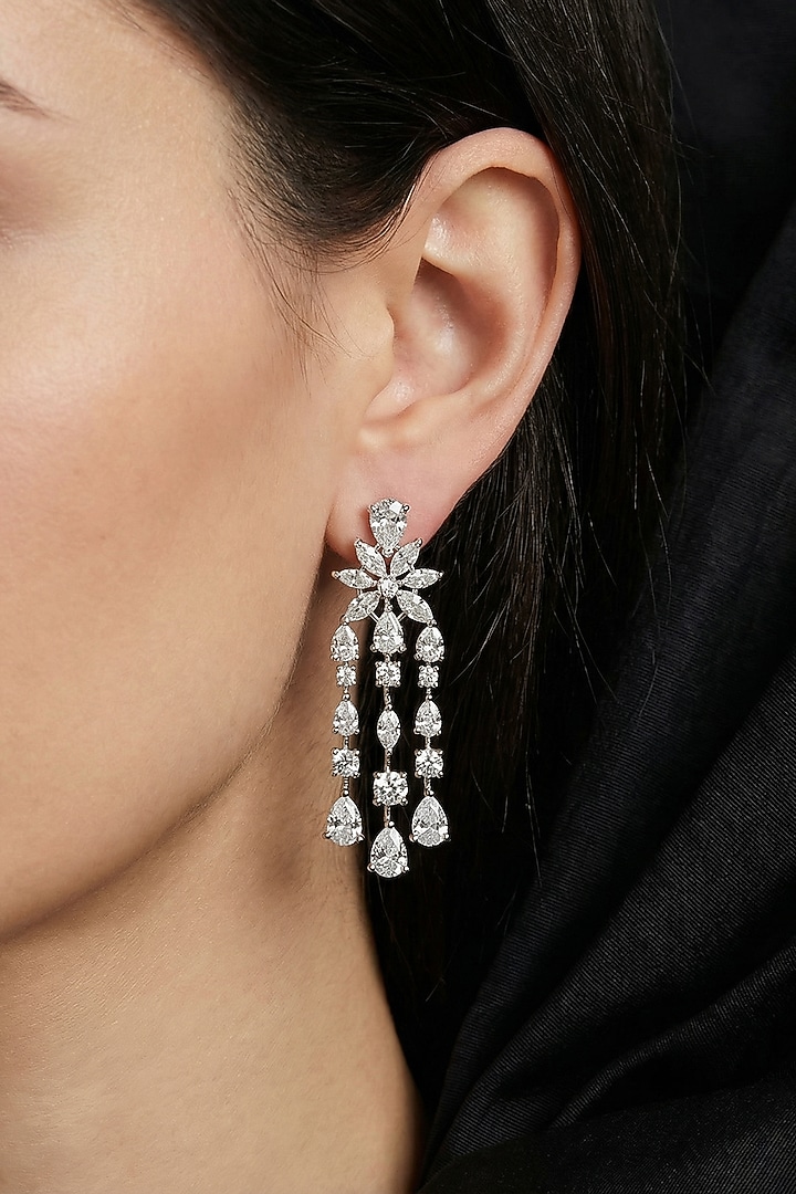 Silver Finish Zircon Necklace Set by Prihan Luxury Jewelry at Pernia's Pop Up Shop