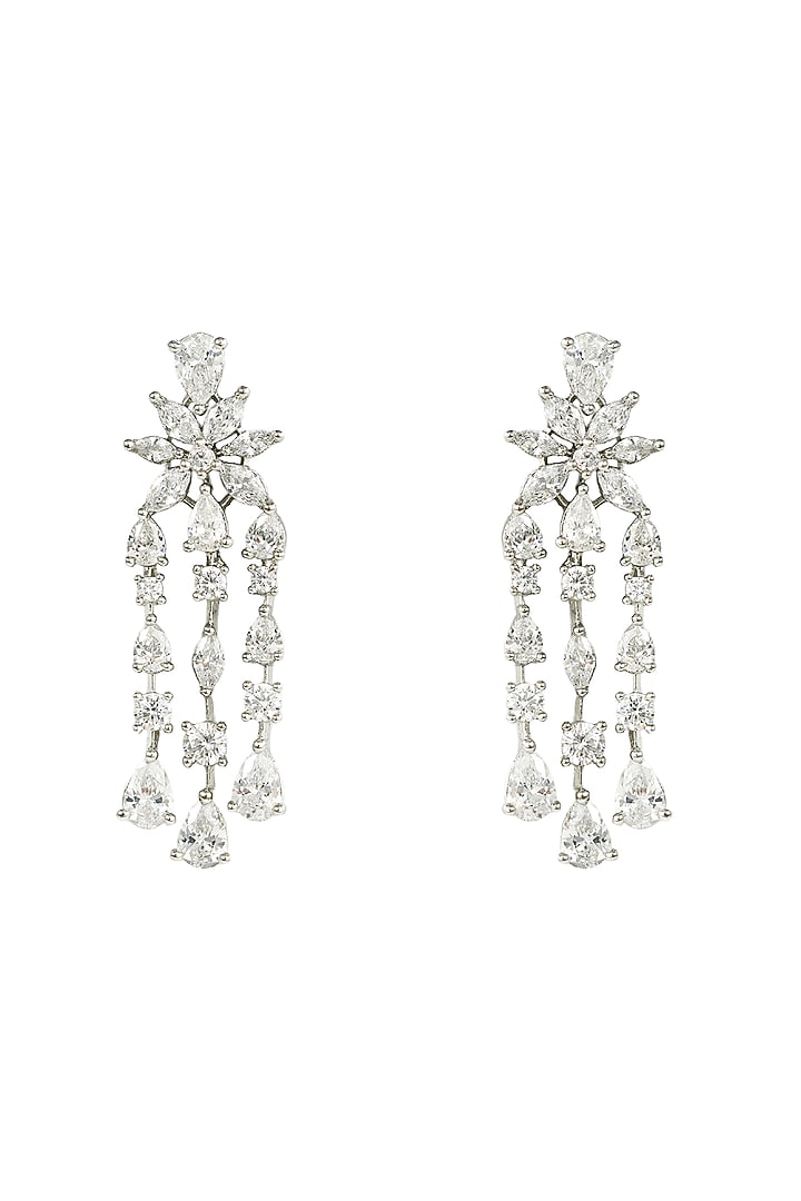 Silver Finish Zircon Necklace Set by Prihan Luxury Jewelry at Pernia's Pop Up Shop