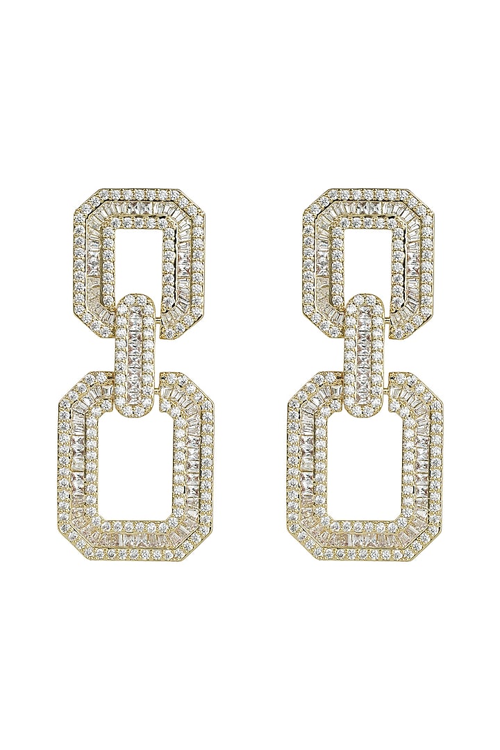 White Rhodium Finish Zircon Statement Earrings by Prihan Luxury Jewelry at Pernia's Pop Up Shop