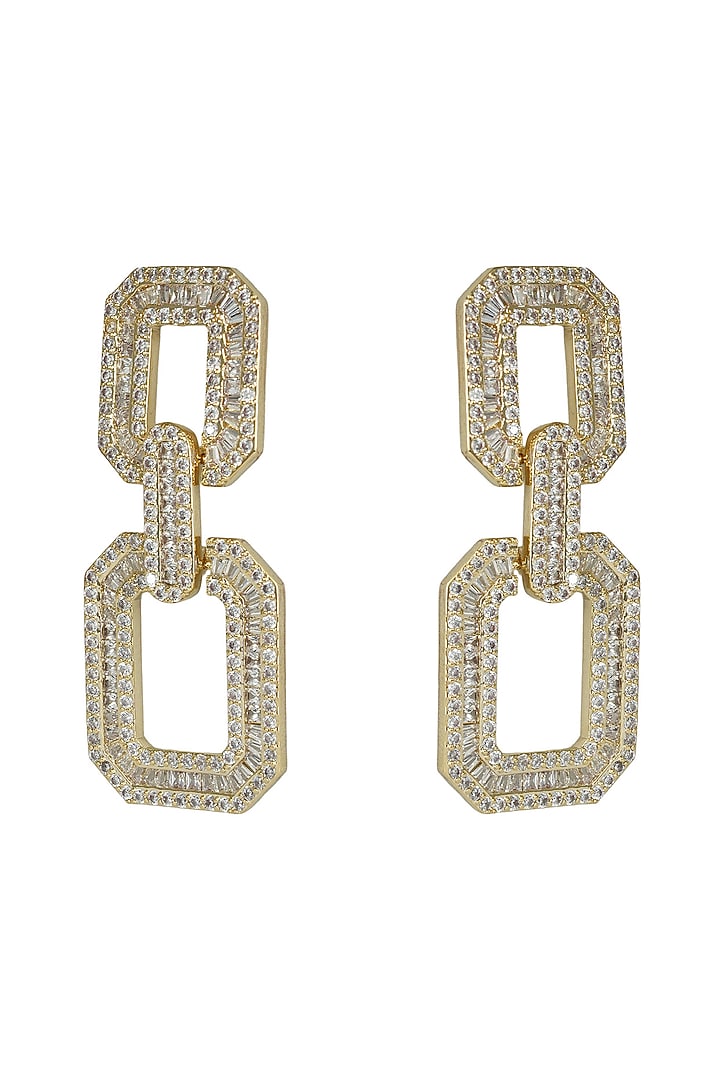 White Rhodium Finish Zircon Statement Earrings by Prihan Luxury Jewelry at Pernia's Pop Up Shop