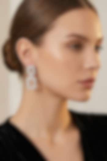 Silver Finish Zircon Statement Earrings by Prihan Luxury Jewelry at Pernia's Pop Up Shop