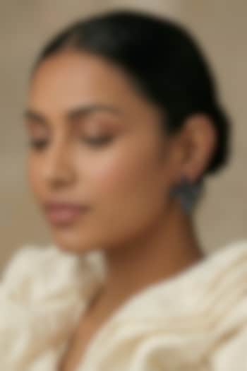 Black Rhodium Finish Zircon Floral Stud Earrings by Prihan Luxury Jewelry at Pernia's Pop Up Shop