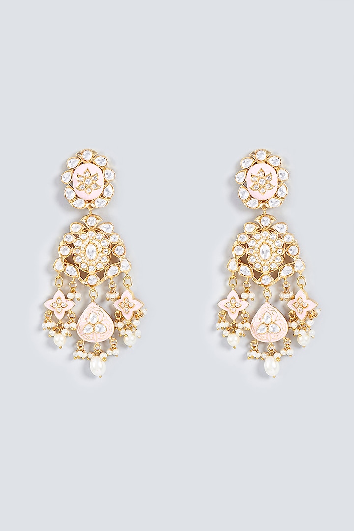 Gold Plated Chandbali Earrings by Prihan Luxury Jewelry