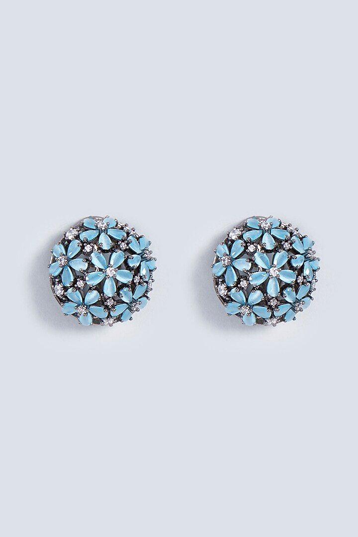 Black Rhodium Finish Zircons Earrings by Prihan Luxury Jewelry at Pernia's Pop Up Shop