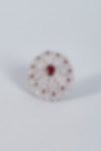 White Finish Zircon & Rubies Ring by Prihan Luxury Jewelry at Pernia's Pop Up Shop