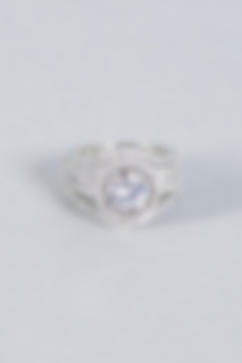 White Finish Solitaire Zircons Ring by Prihan Luxury Jewelry