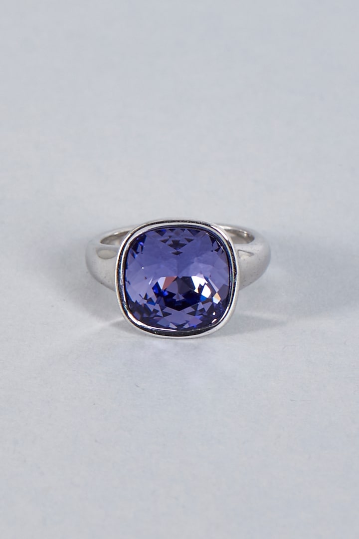 White Finish Purple Swarovski Ring by Prihan Luxury Jewelry at Pernia's Pop Up Shop