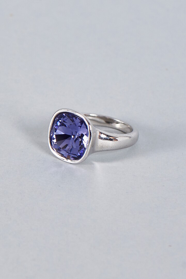 White Finish Purple Swarovski Ring by Prihan Luxury Jewelry at Pernia's Pop Up Shop