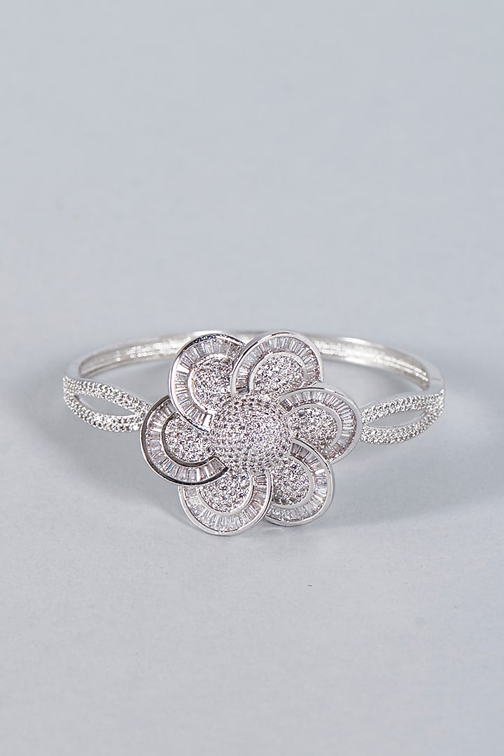 White Finish Faux Diamond Bracelet by Prihan Luxury Jewelry at Pernia's Pop Up Shop