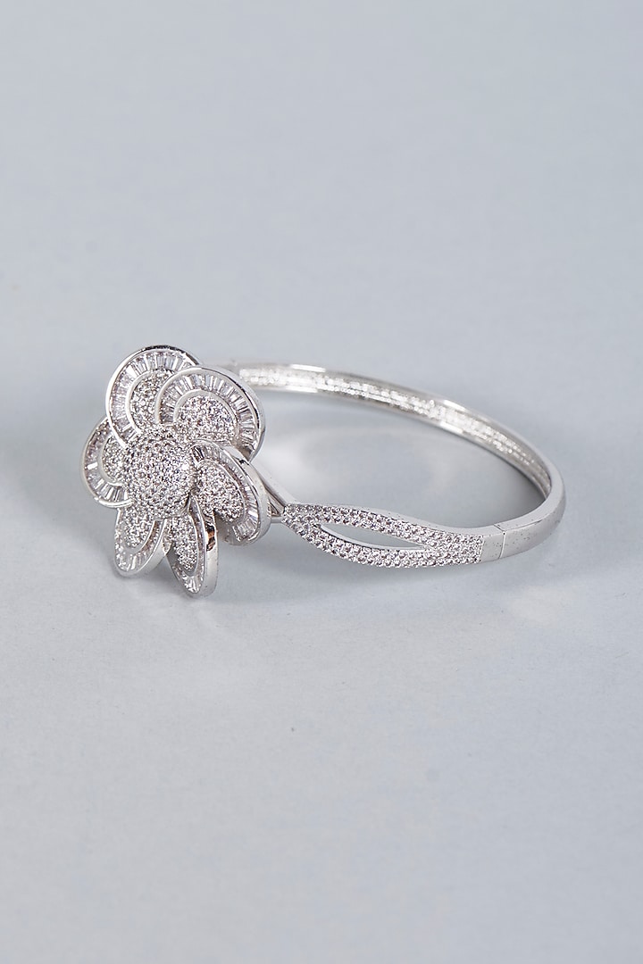 White Finish Faux Diamond Bracelet by Prihan Luxury Jewelry at Pernia's Pop Up Shop