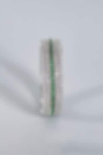 White Finish Emerald Stone Openable Kada by Prihan Luxury Jewelry