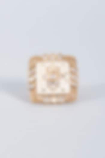 Gold Finish Meenakari Ring by Prihan Luxury Jewelry