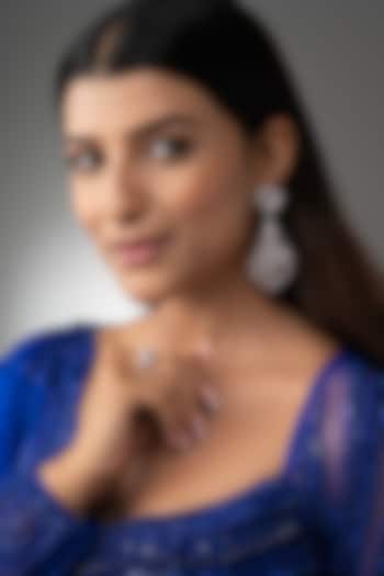 White Finish Cubic Zirconia Dangler Earrings by Prihan Luxury Jewelry at Pernia's Pop Up Shop