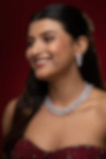 White Finish Cubic Zirconia Stone Necklace Set by Prihan Luxury Jewelry at Pernia's Pop Up Shop