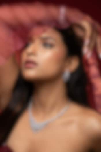 White Finish Cubic Zirconia Stone Necklace Set by Prihan Luxury Jewelry at Pernia's Pop Up Shop