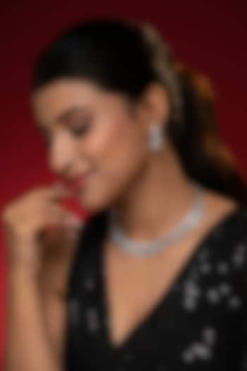 White Finish Cubic Zirconia Stone Necklace Set by Prihan Luxury Jewelry at Pernia's Pop Up Shop