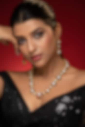 Gold Finish Kundan Polki Meenakari Necklace Set by Prihan Luxury Jewelry at Pernia's Pop Up Shop