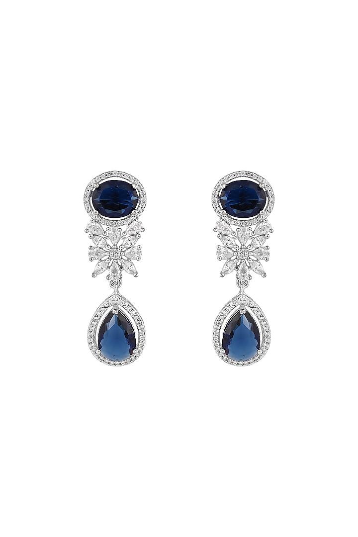 White Finish Sapphire & CZ Stone Layered Necklace Set by Prihan Luxury Jewelry at Pernia's Pop Up Shop