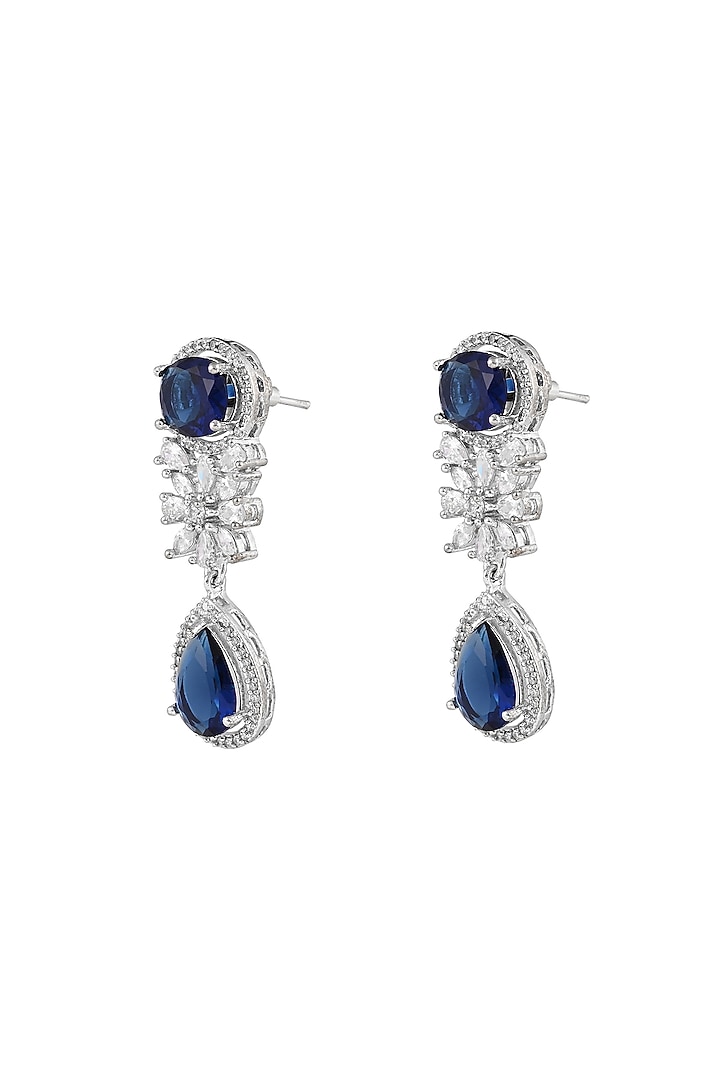 White Finish Sapphire & CZ Stone Layered Necklace Set by Prihan Luxury Jewelry at Pernia's Pop Up Shop