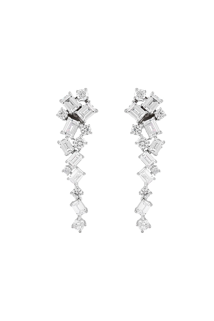 White Finish Baguette & Round-Cut Cubic Zirconia Necklace Set by Prihan Luxury Jewelry at Pernia's Pop Up Shop