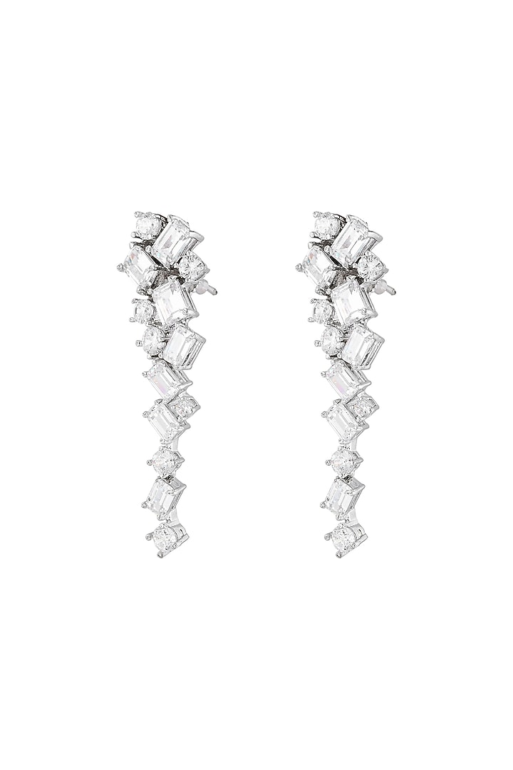 White Finish Baguette & Round-Cut Cubic Zirconia Necklace Set by Prihan Luxury Jewelry at Pernia's Pop Up Shop