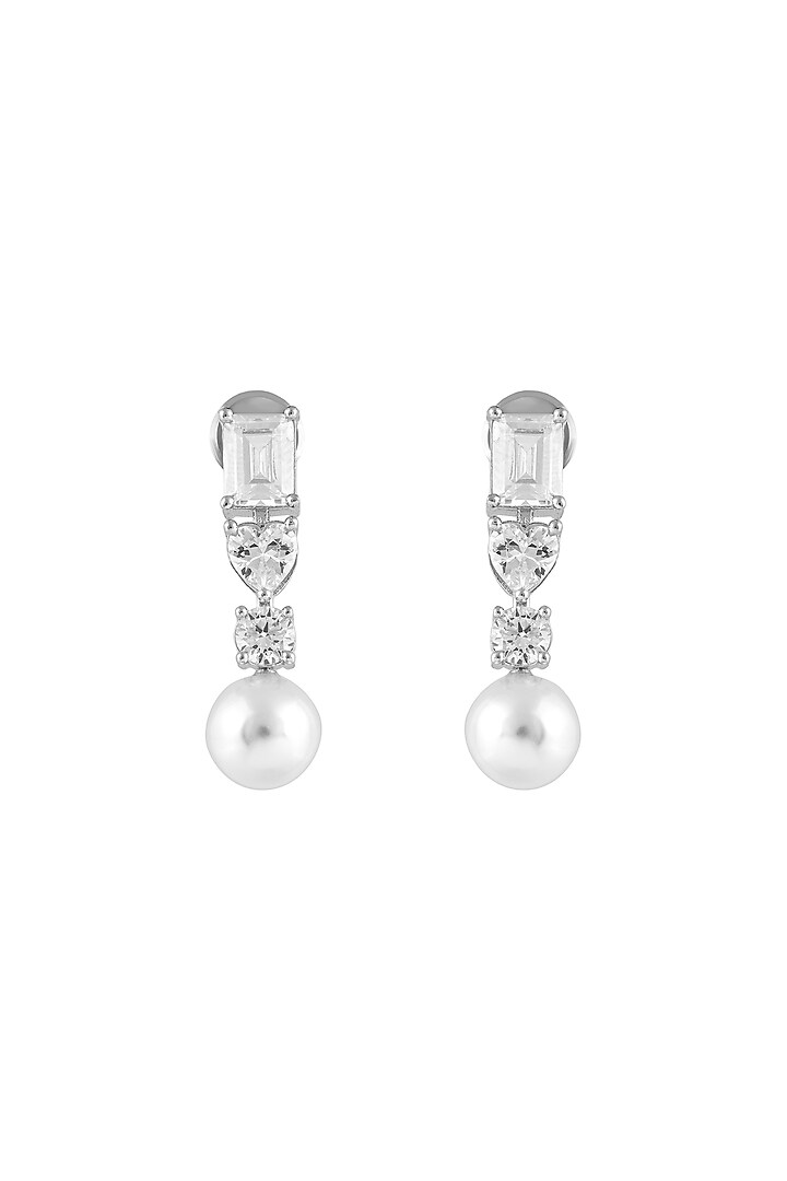 White Finish Pearl & Cubic Zirconia Necklace Set by Prihan Luxury Jewelry at Pernia's Pop Up Shop