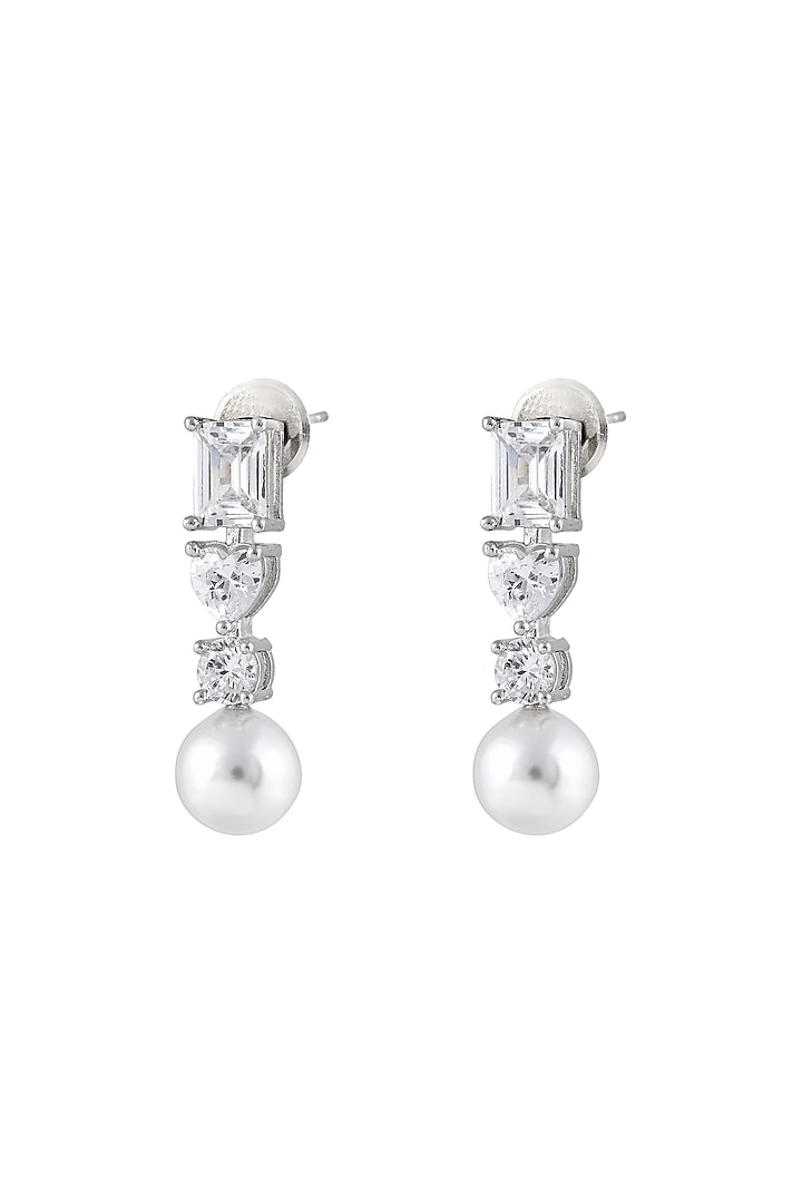 White Finish Pearl & Cubic Zirconia Necklace Set by Prihan Luxury Jewelry at Pernia's Pop Up Shop