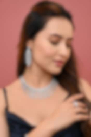 White Finish Cubic Zirconia Necklace Set by Prihan Luxury Jewelry at Pernia's Pop Up Shop