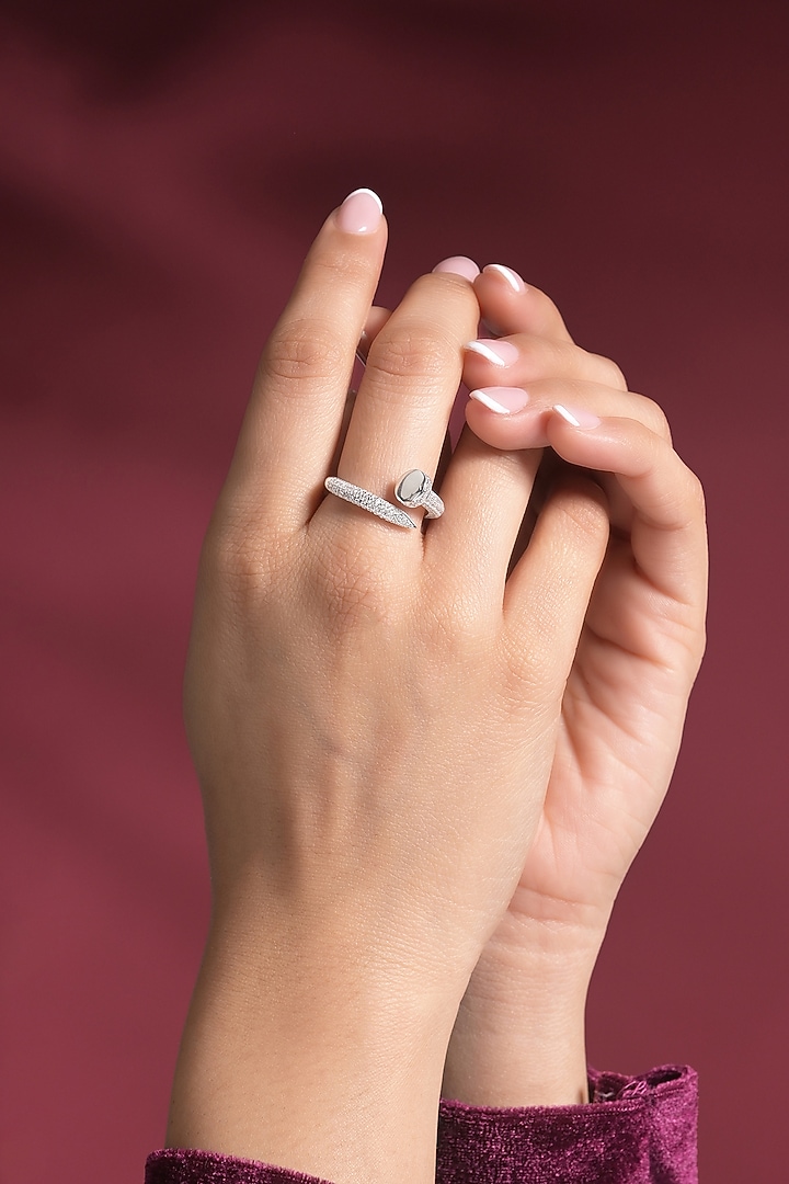 White Rhodium Finish Pave-Style Zircon Ring by Prihan Luxury Jewelry at Pernia's Pop Up Shop