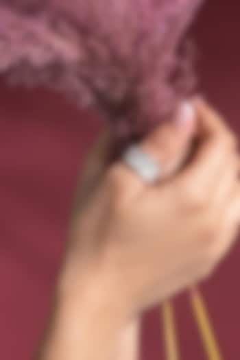 White Rhodium Finish Baguette-Shaped Zircon Ring by Prihan Luxury Jewelry at Pernia's Pop Up Shop