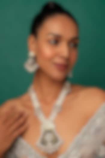 Gold Finish Meenakari Long Necklace Set by Prihan Luxury Jewelry at Pernia's Pop Up Shop
