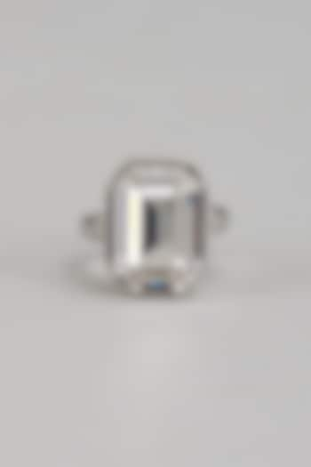 White Rhodium Finish Swarovski Ring by Prihan Luxury Jewelry at Pernia's Pop Up Shop