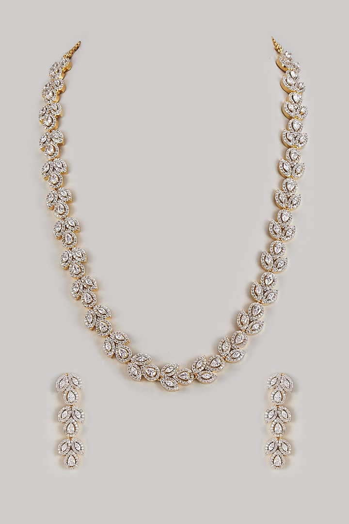 Two-Tone Finish Zircon Necklace Set by Prihan Luxury Jewelry at Pernia's Pop Up Shop