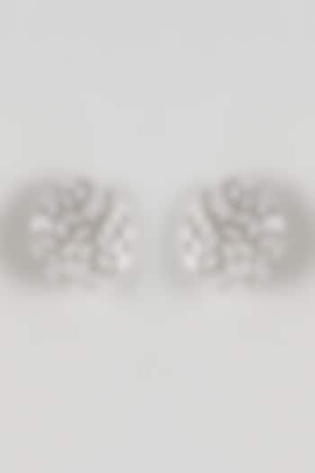 White Finish Zircon Stud Earrings by Prihan Luxury Jewelry at Pernia's Pop Up Shop