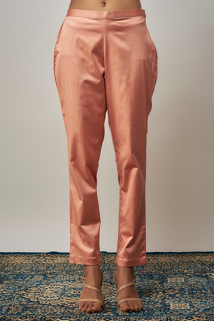 Peach Tissue Organza Embroidered Kurta Set by Prisha's at Pernia's Pop Up Shop