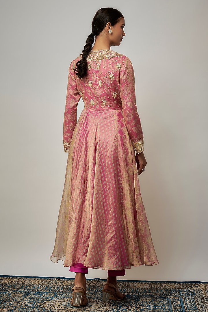 Pink Tissue Organza Embroidered Kurta Set by Prisha's at Pernia's Pop Up Shop