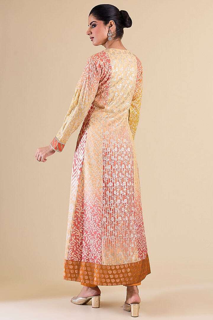 Yellow Orange Chanderi Kurta Set by Prisha's at Pernia's Pop Up Shop