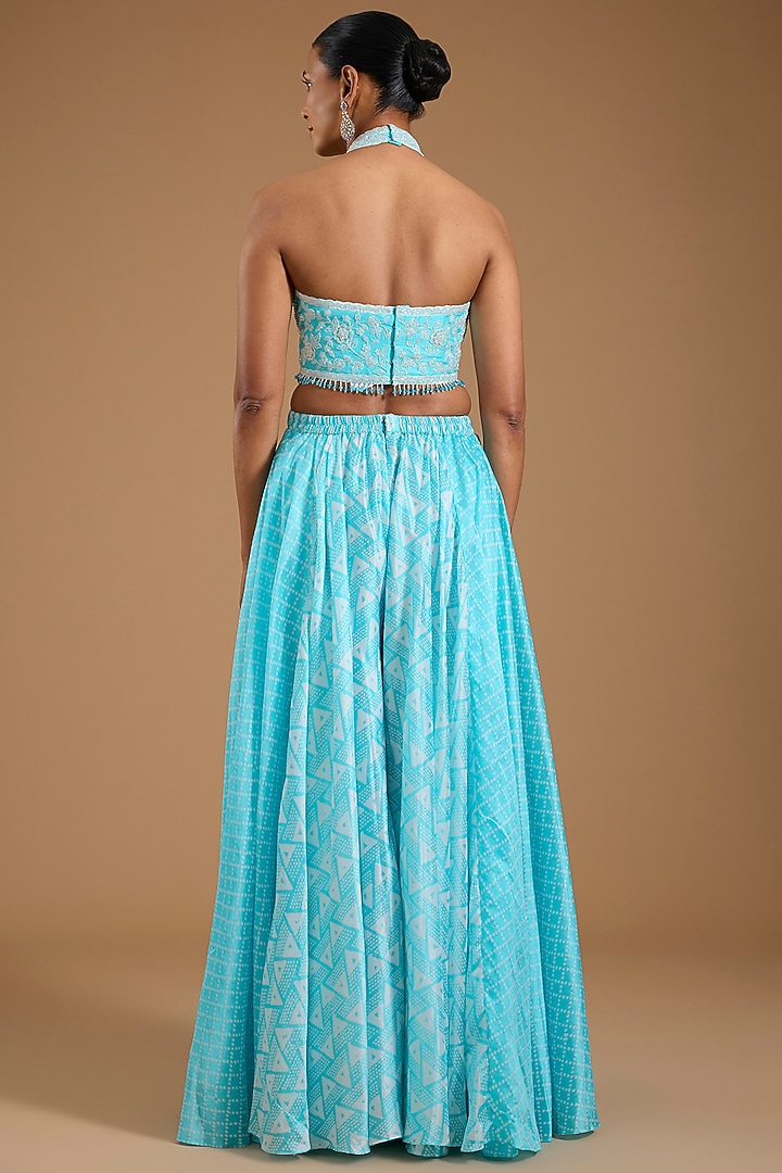 Blue Organza Embroidered Cape Set by Prisha's at Pernia's Pop Up Shop