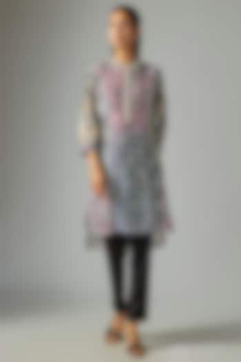 Purple Silk Tie & Dye Printed Kurta Set by Prisha's at Pernia's Pop Up Shop