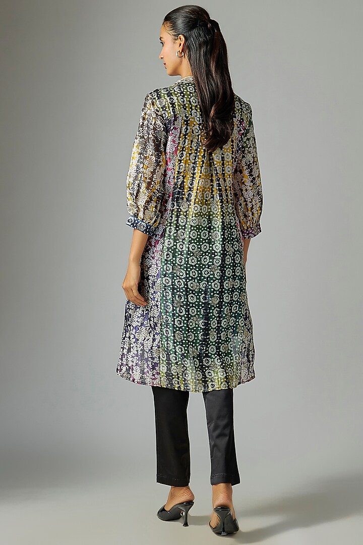 Purple Silk Tie & Dye Printed Kurta Set by Prisha's at Pernia's Pop Up Shop