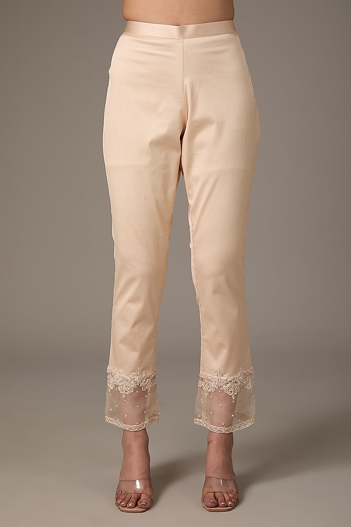 Beige Silk Hand Embroidered Kurta Set by Prisha's at Pernia's Pop Up Shop