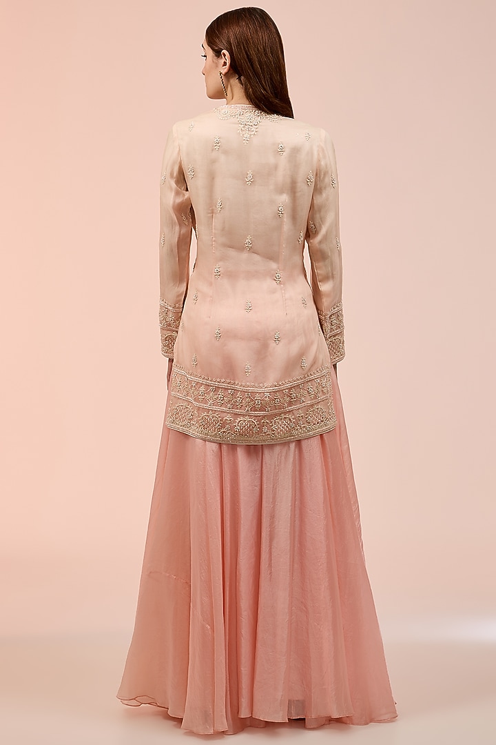 Pink Silk Flared Palazzo Pant Set by Prisha's at Pernia's Pop Up Shop