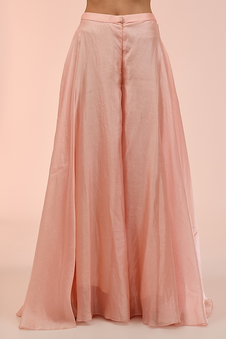 Pink Silk Flared Palazzo Pant Set by Prisha's at Pernia's Pop Up Shop