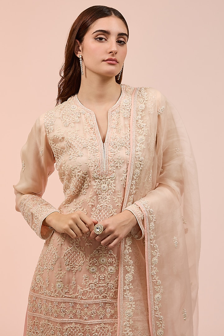Pink Silk Flared Palazzo Pant Set by Prisha's at Pernia's Pop Up Shop