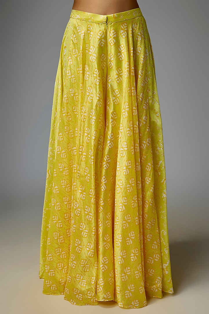 Yellow Kora Silk Palazzo Set by Prisha's at Pernia's Pop Up Shop